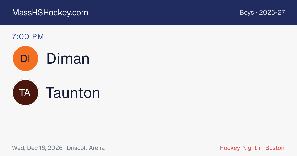 Diman at Taunton score card