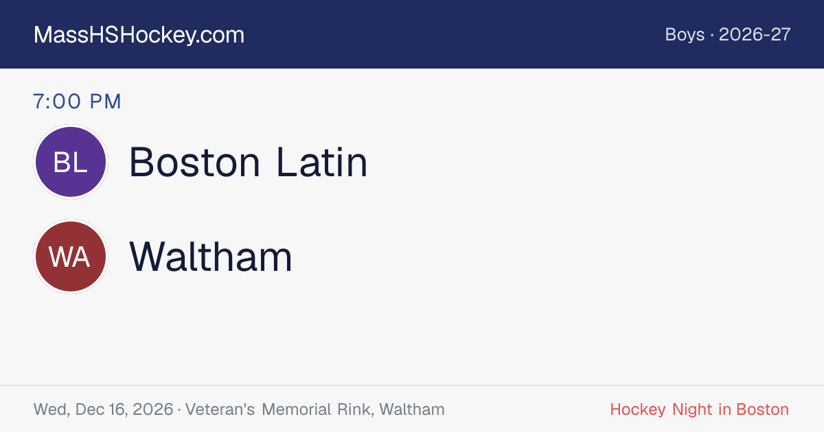 Boston Latin at Waltham score card