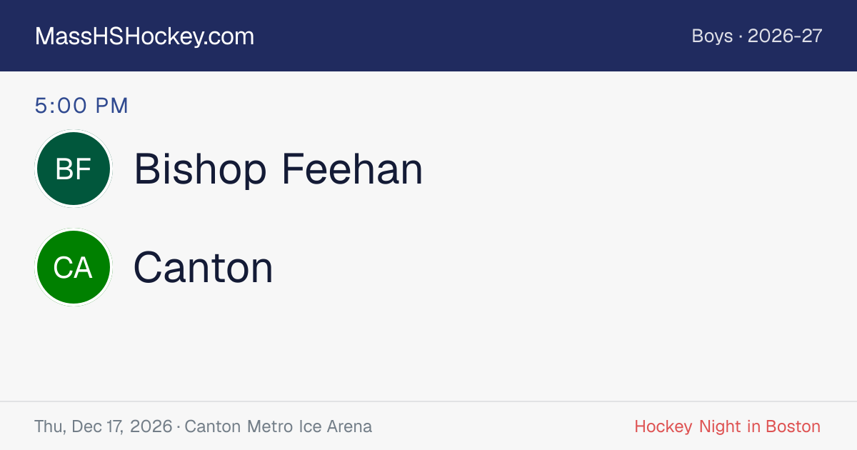 Bishop Feehan at Canton score card