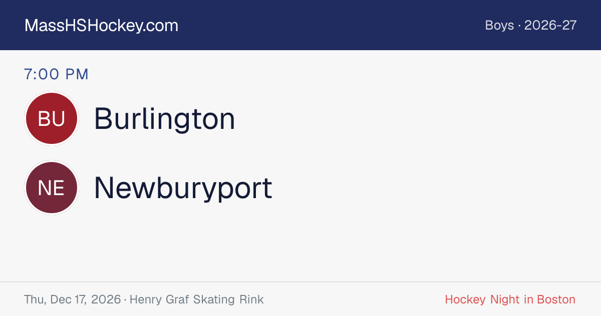 Burlington at Newburyport score card