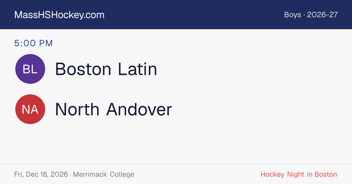 Boston Latin at North Andover score card