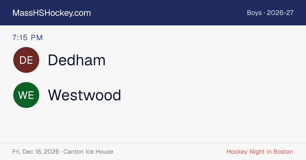 Dedham at Westwood score card