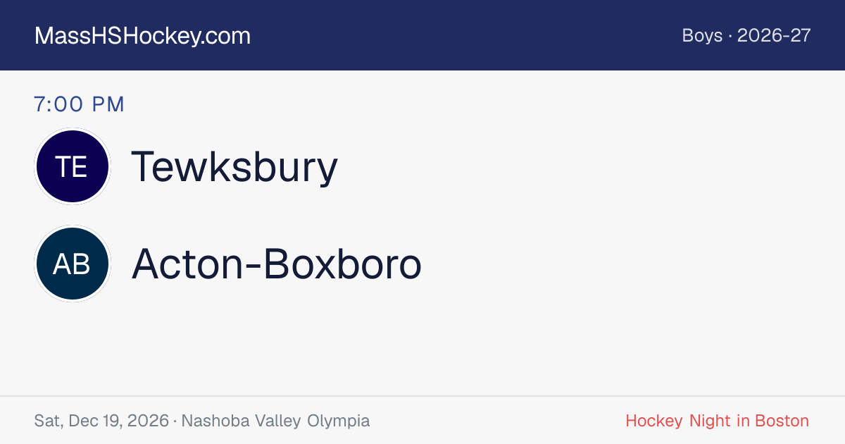 Tewksbury at Acton-Boxboro score card