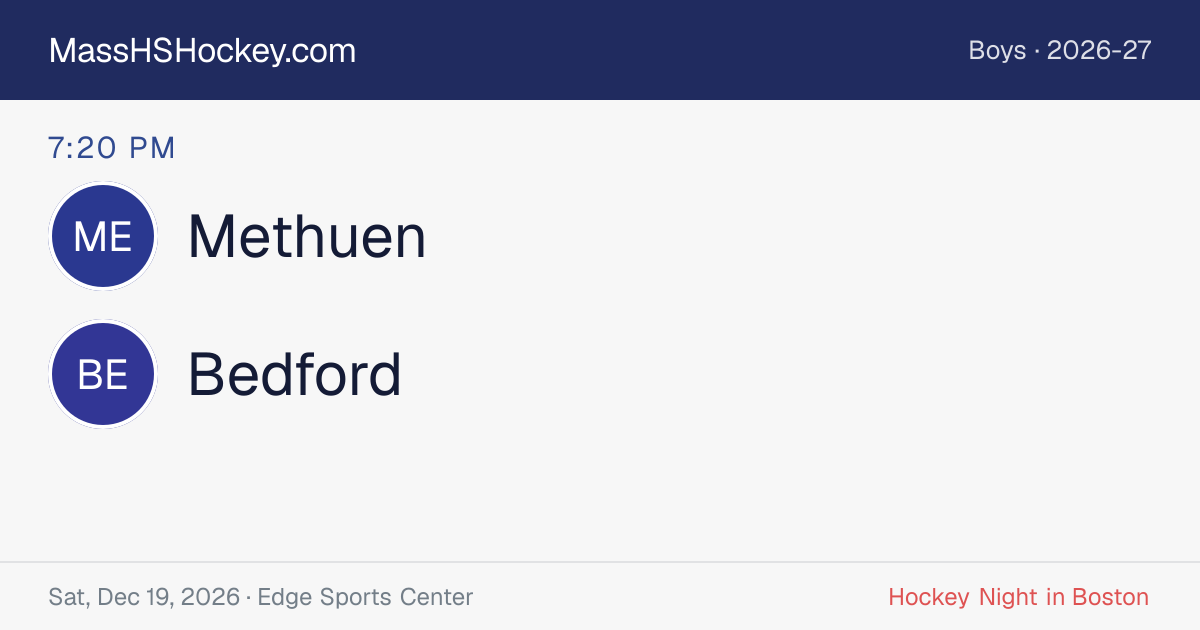 Methuen at Bedford score card