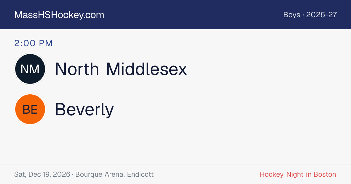 North Middlesex at Beverly score card