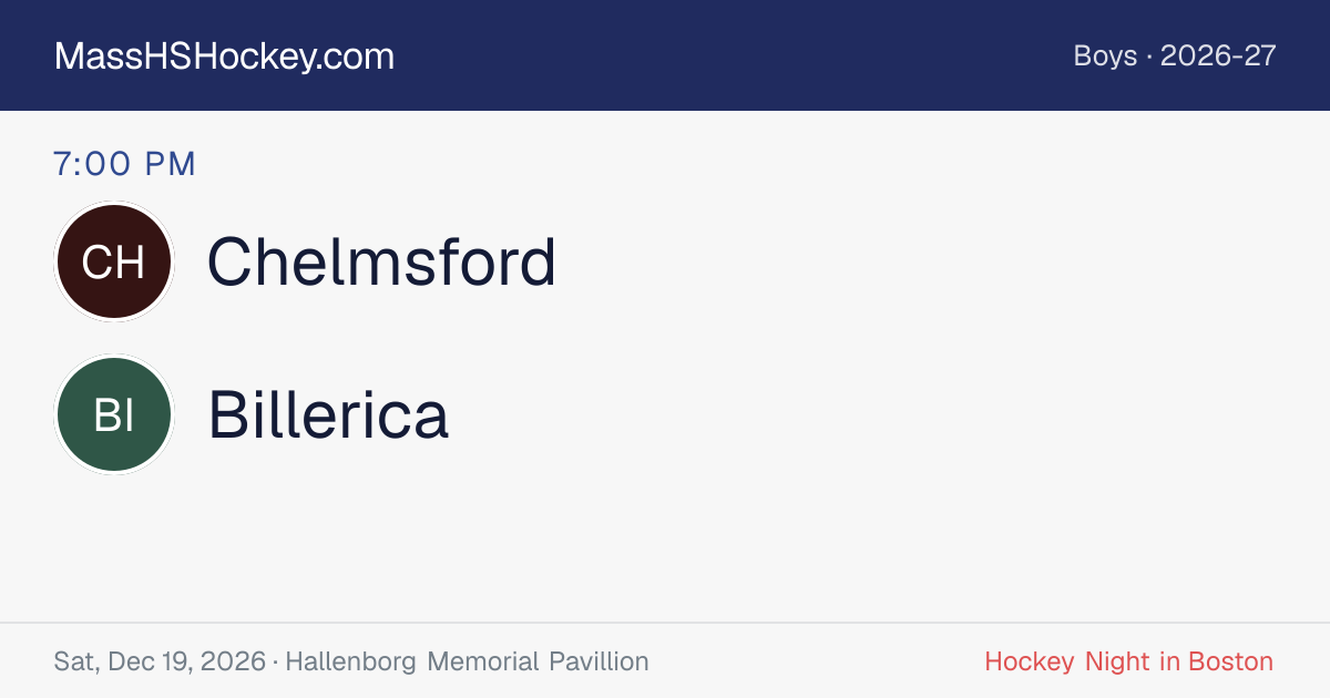Chelmsford at Billerica score card