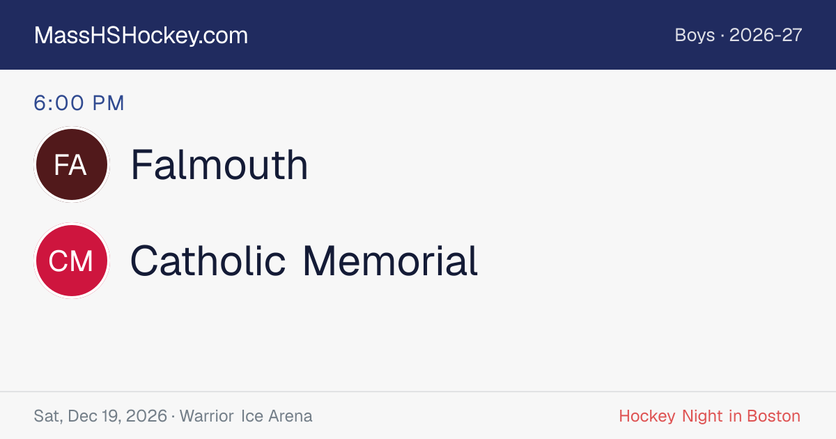 Falmouth at Catholic Memorial score card