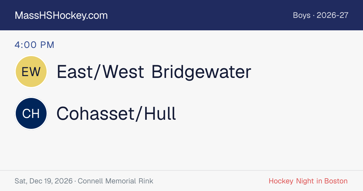 East/West Bridgewater at Cohasset/Hull score card