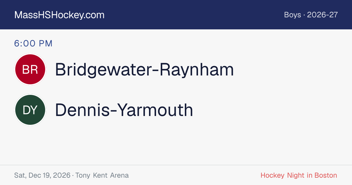 Bridgewater-Raynham at Dennis-Yarmouth score card