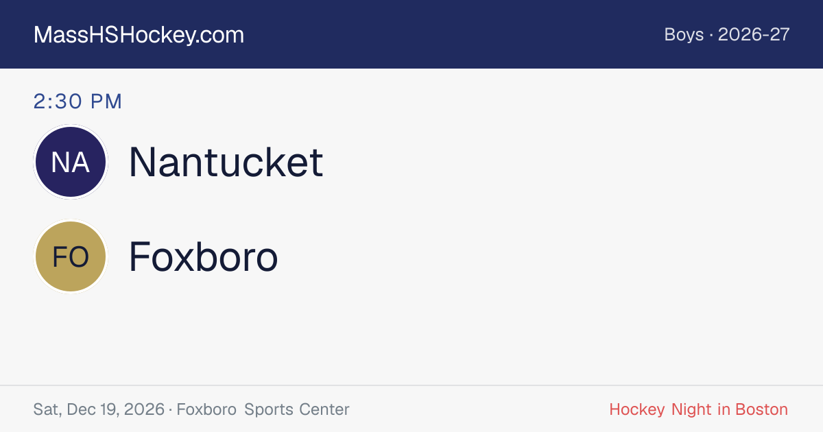 Nantucket at Foxboro score card