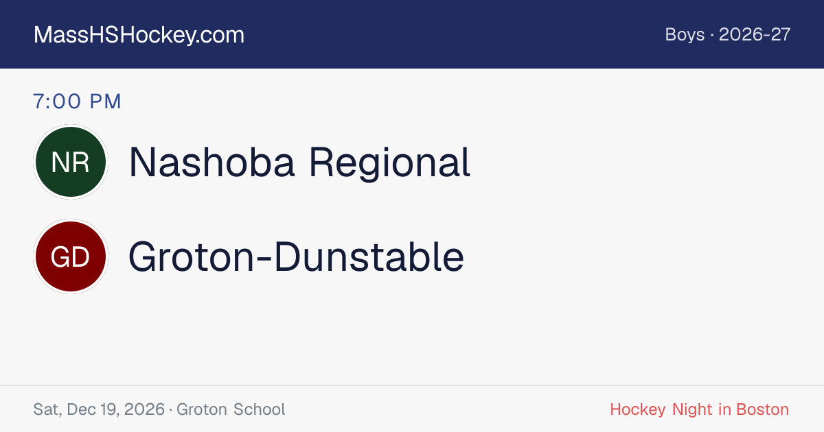 Nashoba Regional at Groton-Dunstable score card