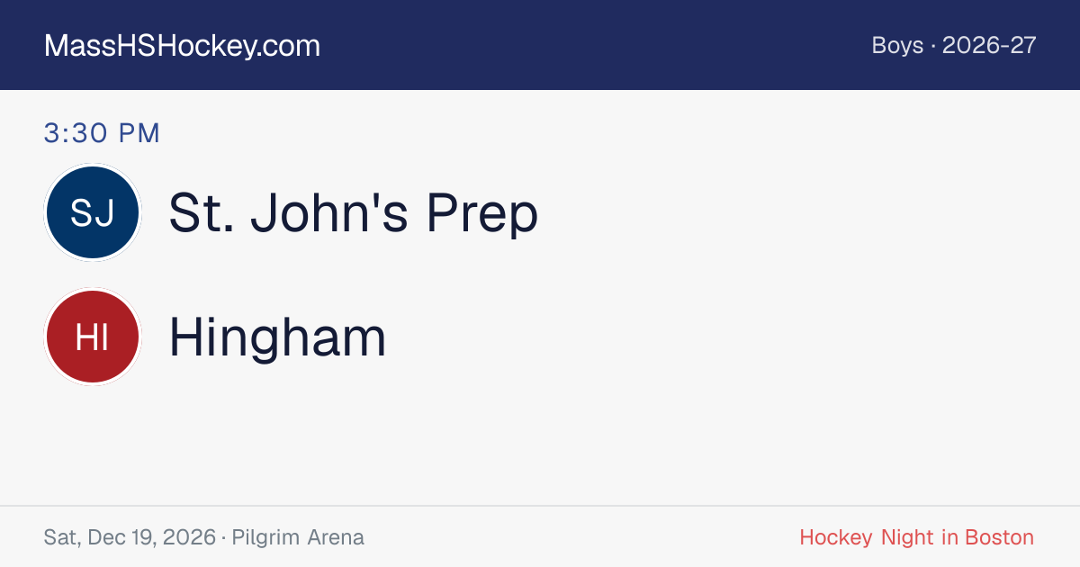 St. John's Prep at Hingham score card