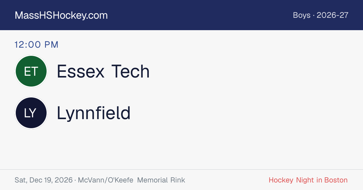 Essex Tech at Lynnfield score card