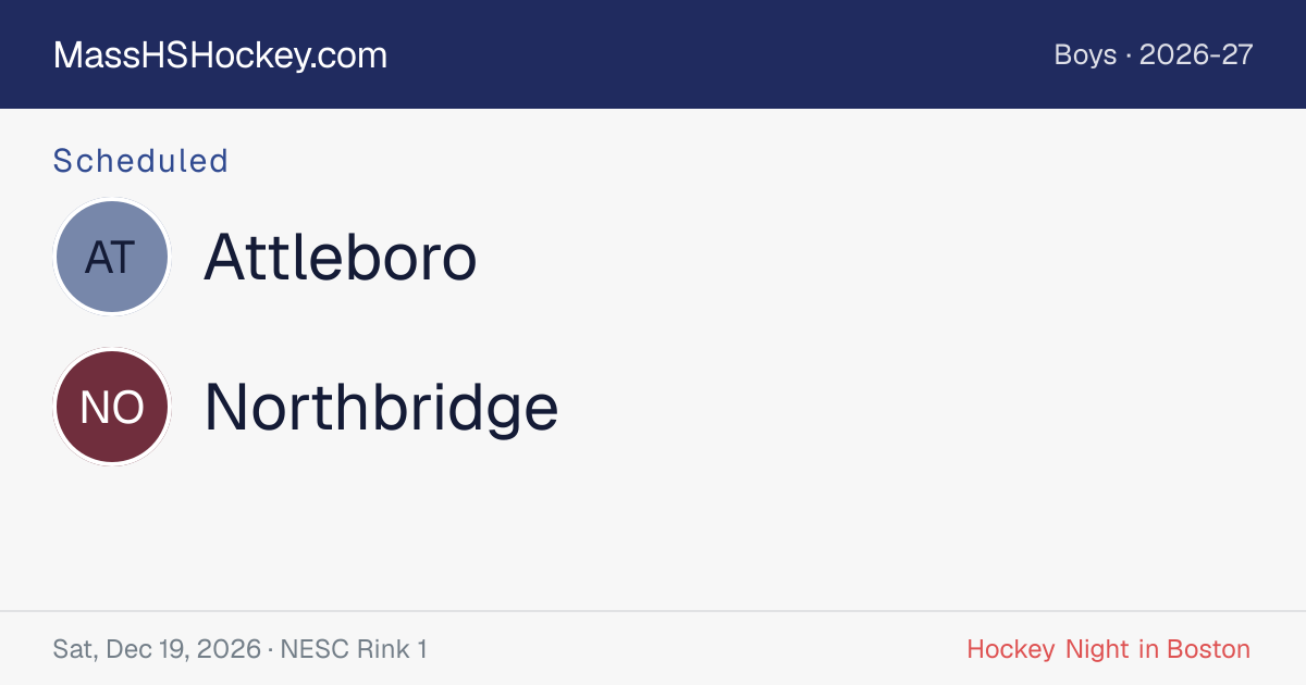 Attleboro at Northbridge score card