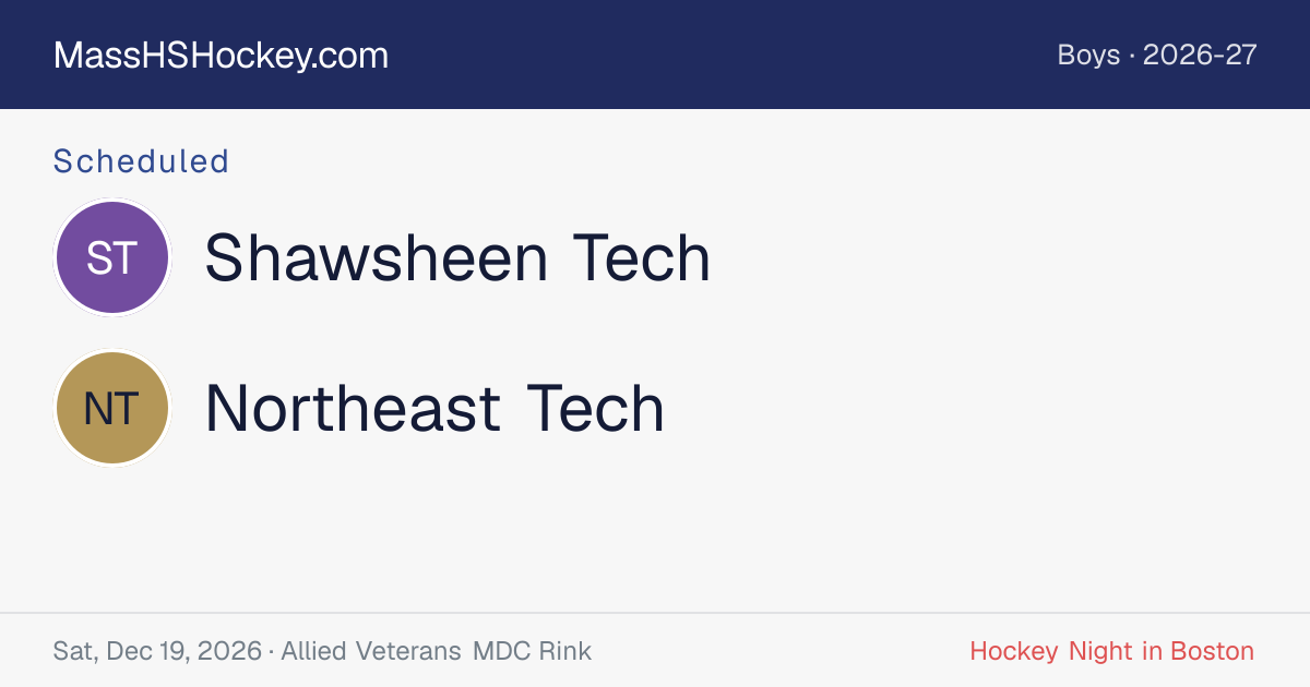 Shawsheen Tech at Northeast Tech score card
