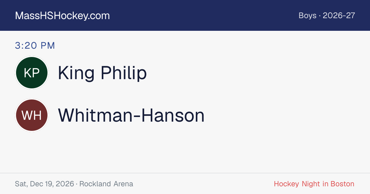 King Philip at Whitman-Hanson score card