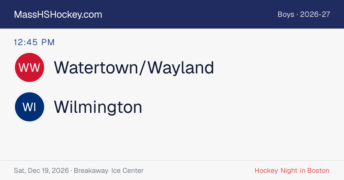 Watertown/Wayland at Wilmington score card