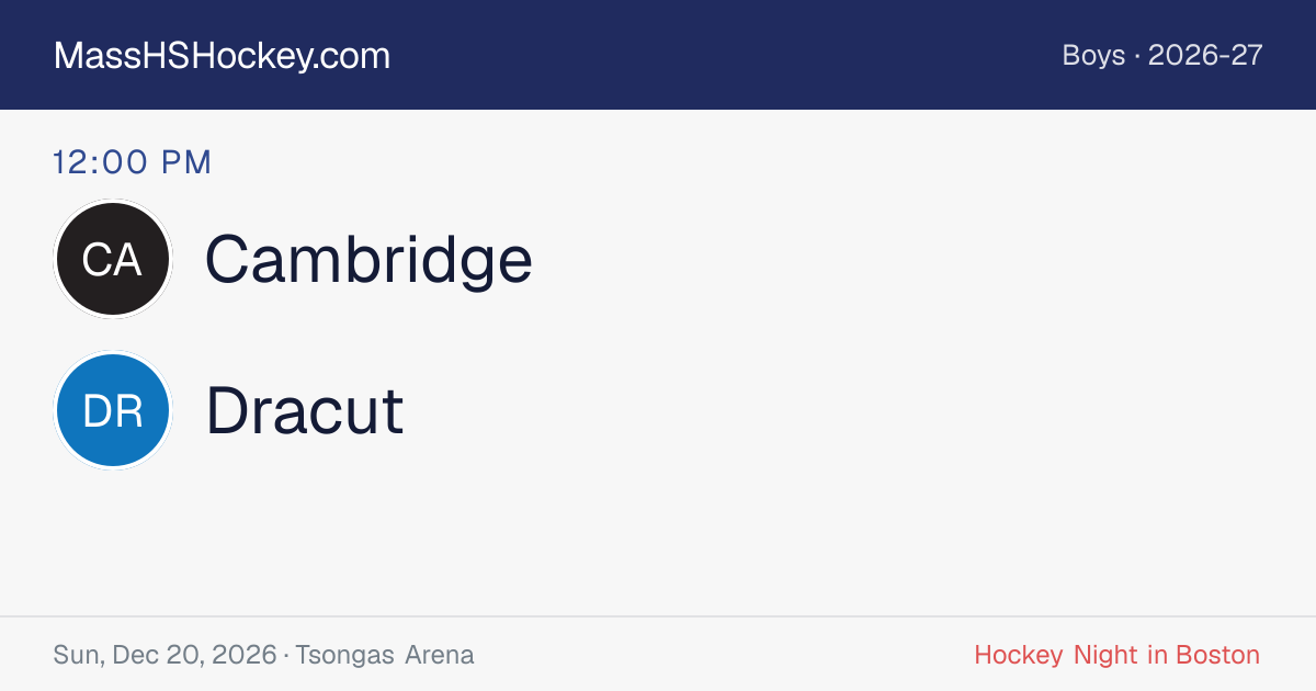 Cambridge at Dracut score card