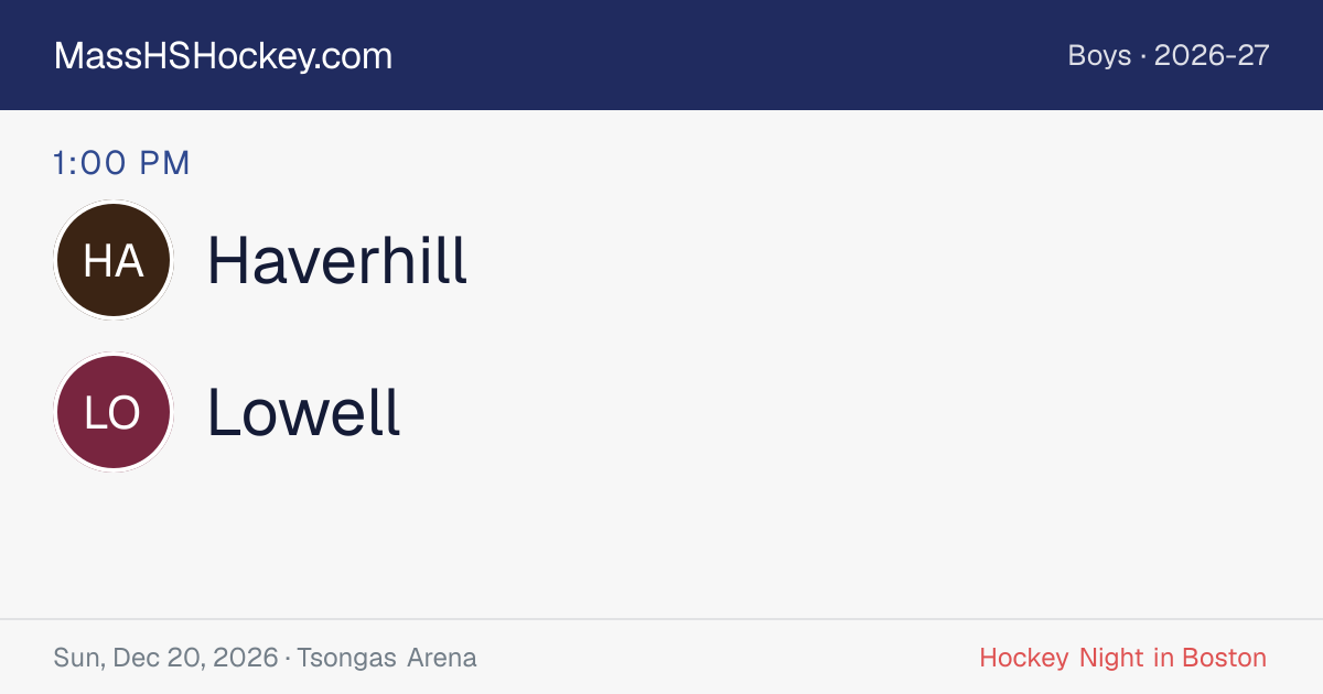 Haverhill at Lowell score card