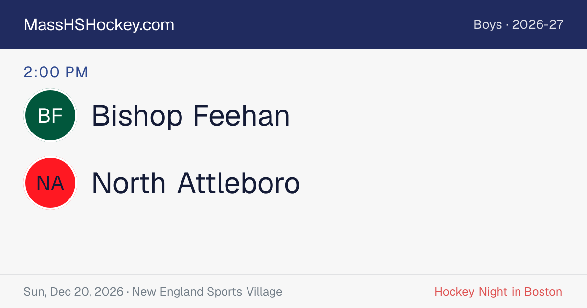 Bishop Feehan at North Attleboro score card