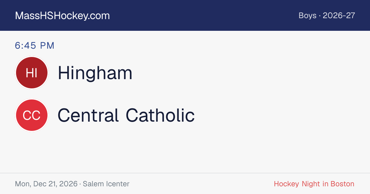 Hingham at Central Catholic score card