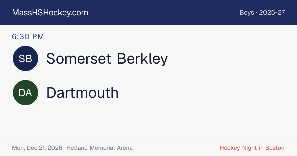 Somerset Berkley at Dartmouth score card