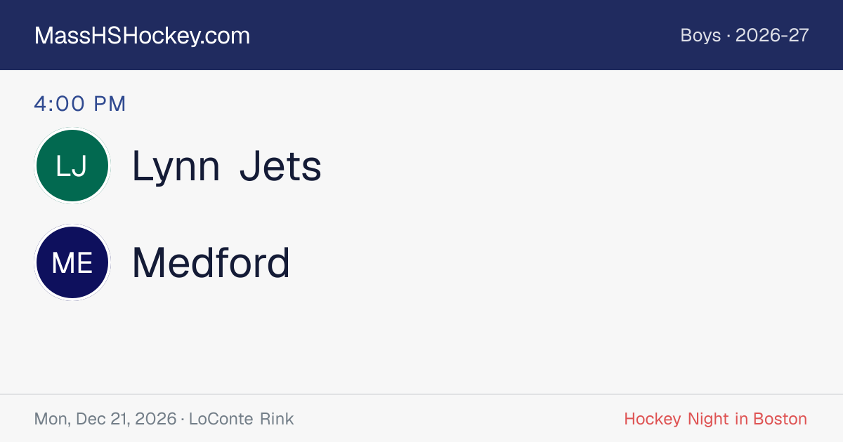 Lynn Jets at Medford score card