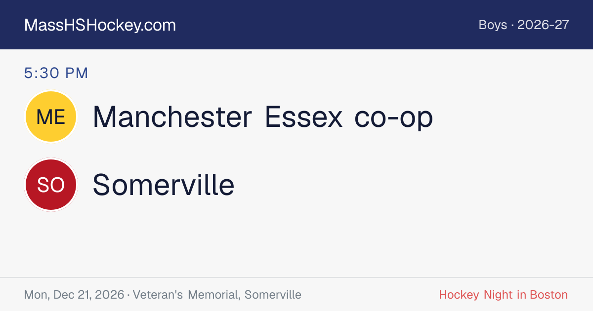 Manchester Essex co-op at Somerville score card