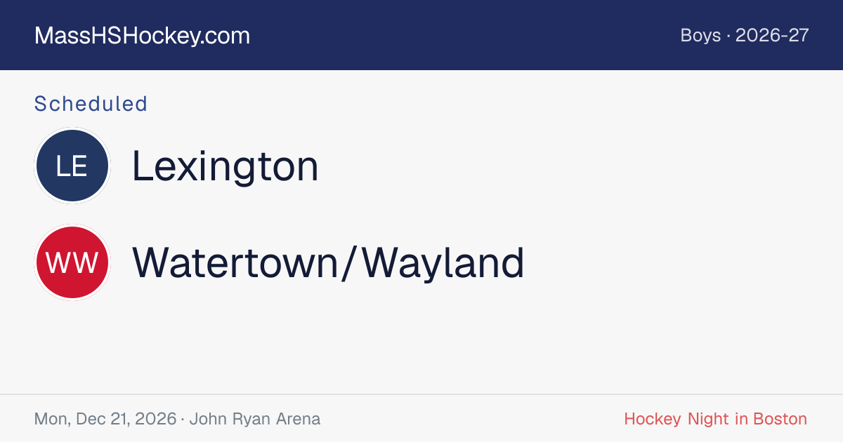 Lexington at Watertown/Wayland score card