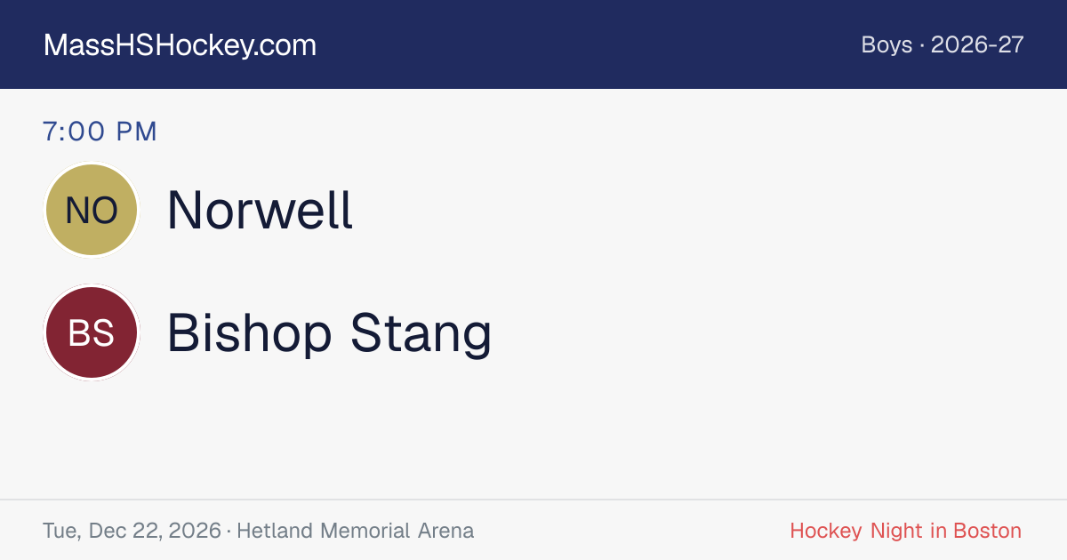Norwell at Bishop Stang score card