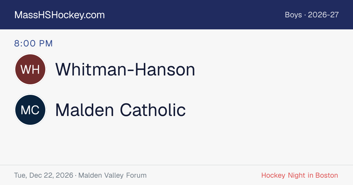 Whitman-Hanson at Malden Catholic score card