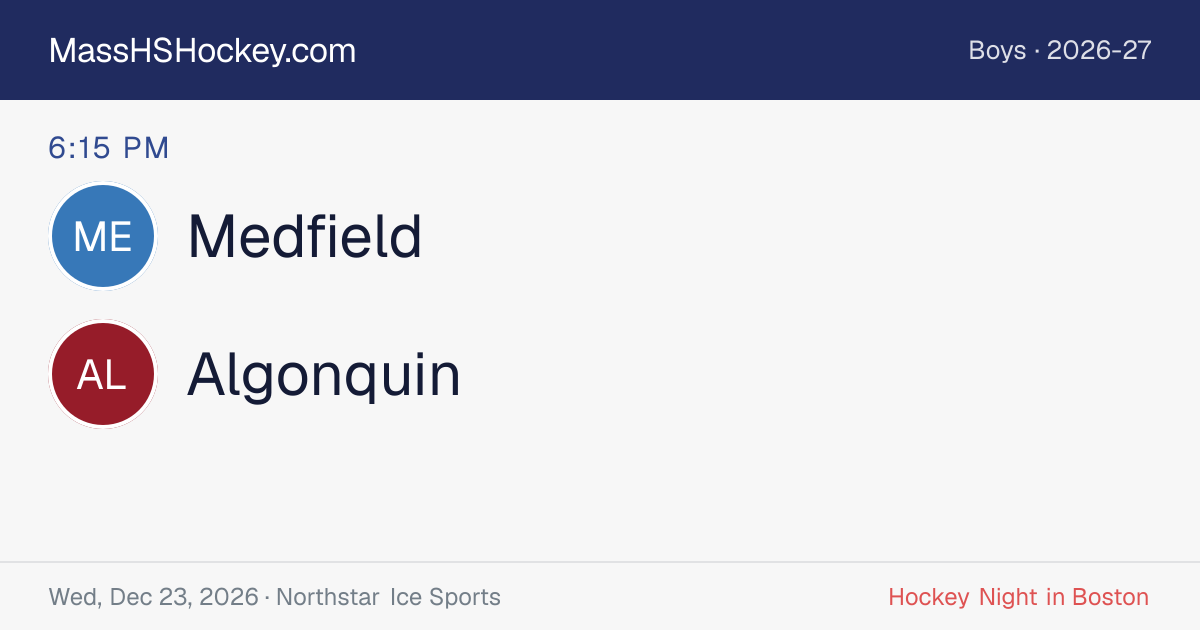 Medfield at Algonquin score card
