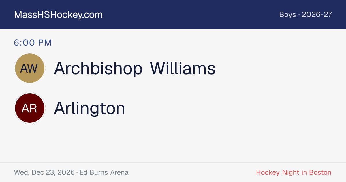 Archbishop Williams at Arlington score card