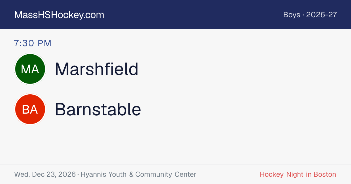 Marshfield at Barnstable score card