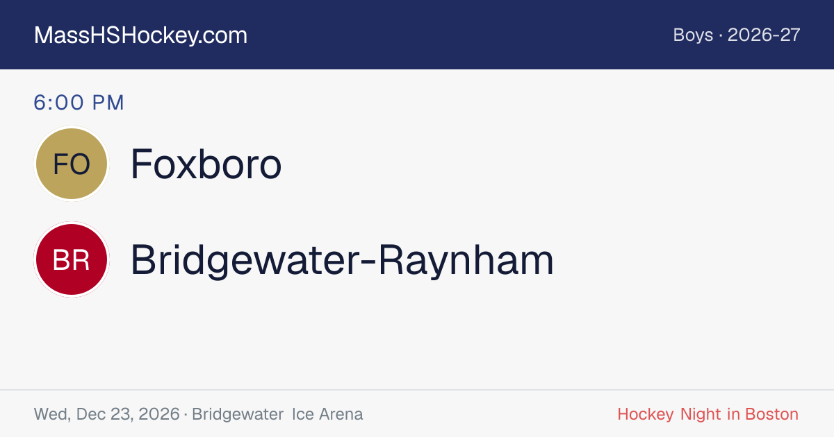 Foxboro at Bridgewater-Raynham score card