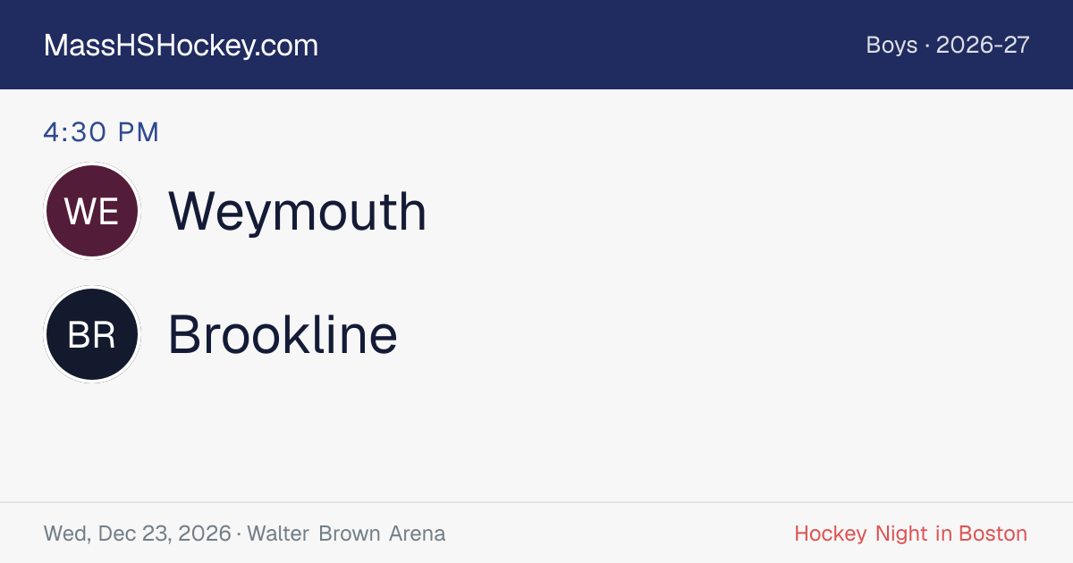 Weymouth at Brookline score card