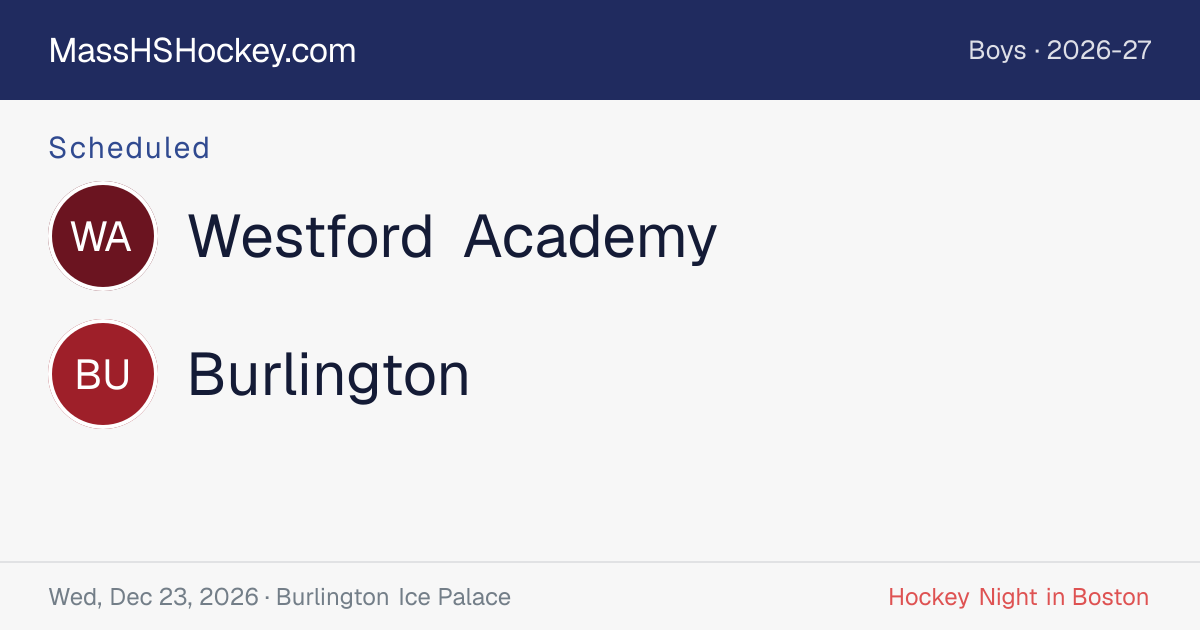 Westford Academy at Burlington score card