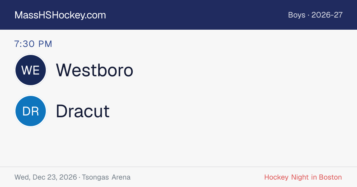 Westboro at Dracut score card