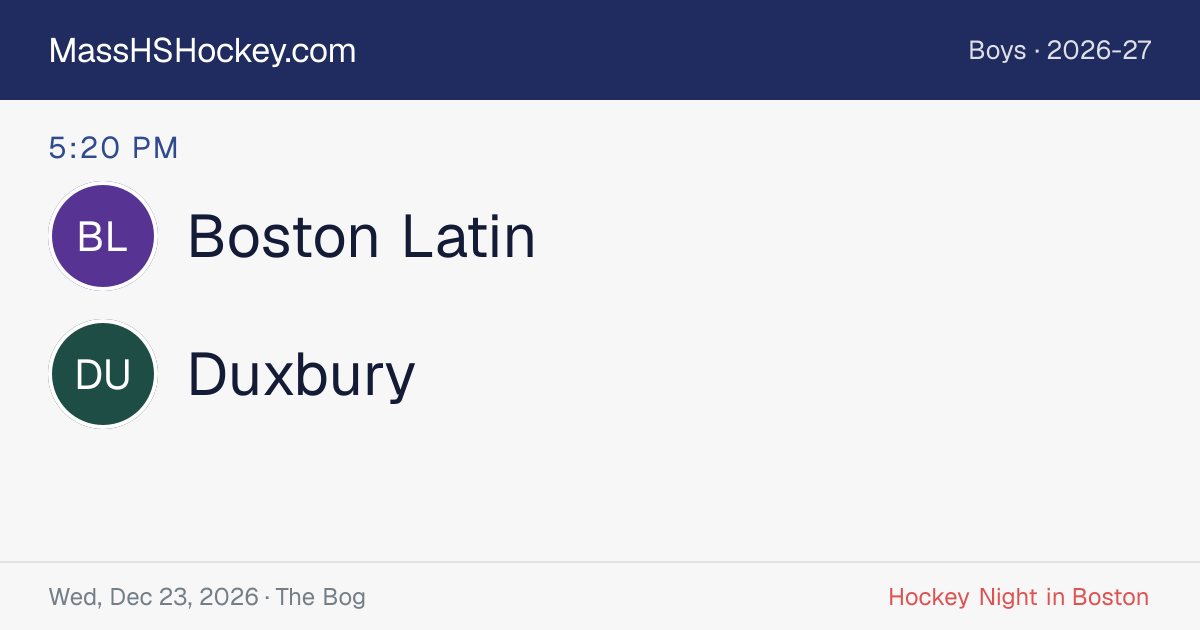 Boston Latin at Duxbury score card