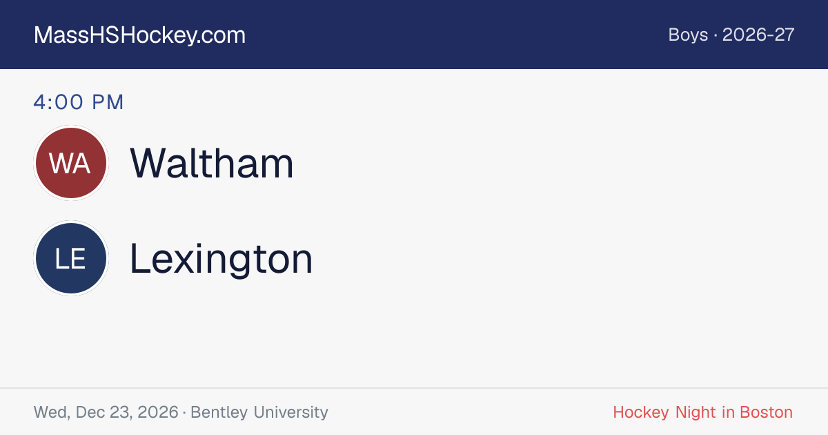 Waltham at Lexington score card