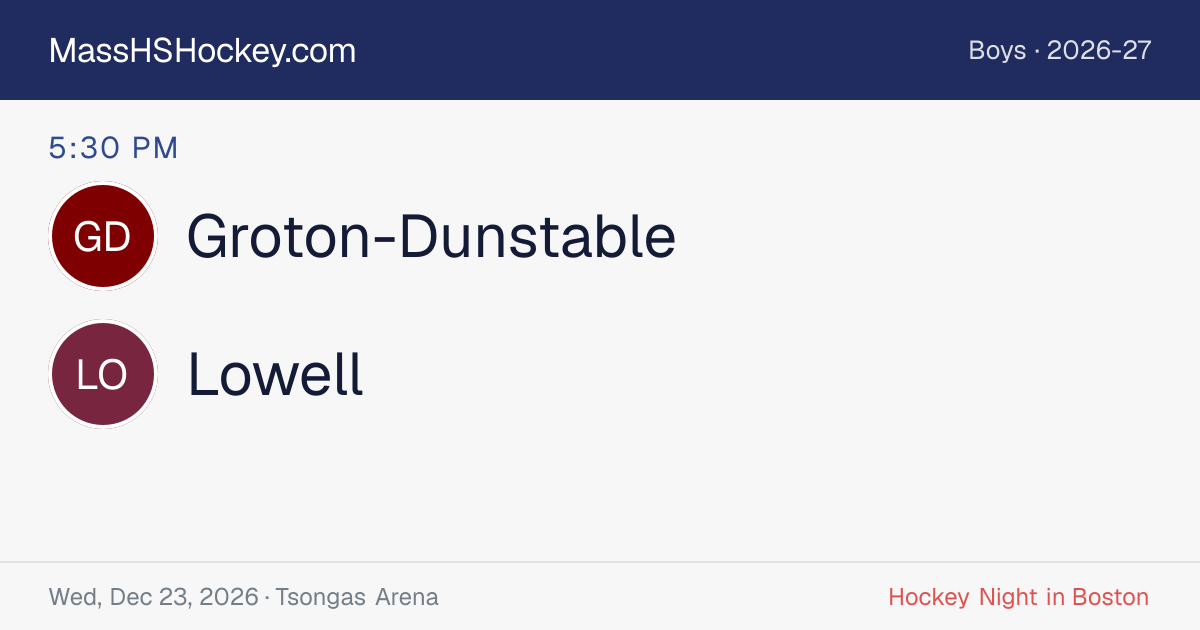 Groton-Dunstable at Lowell score card