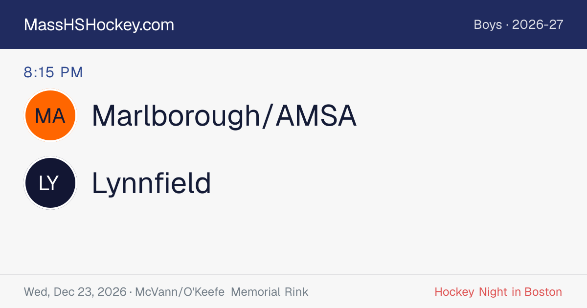 Marlborough/AMSA at Lynnfield score card