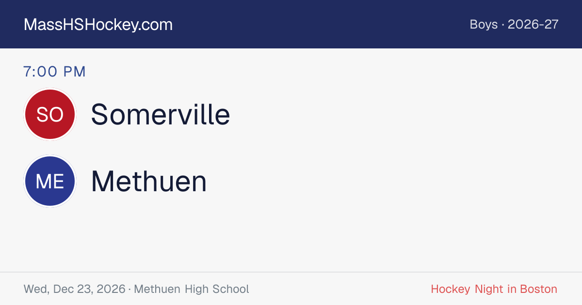 Somerville at Methuen score card