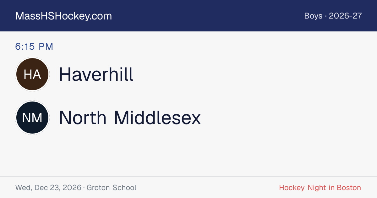 Haverhill at North Middlesex score card