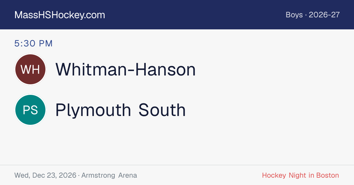 Whitman-Hanson at Plymouth South score card