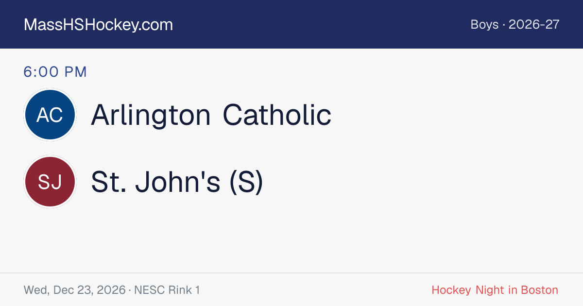 Arlington Catholic at St. John's (S) score card