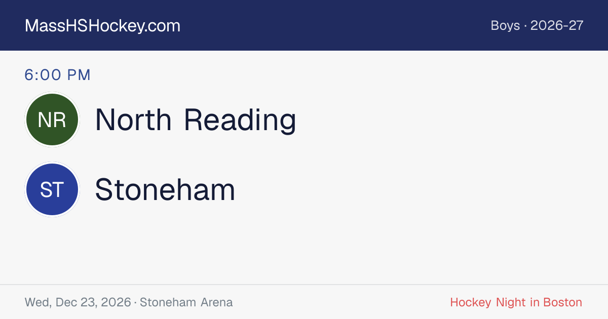 North Reading at Stoneham score card