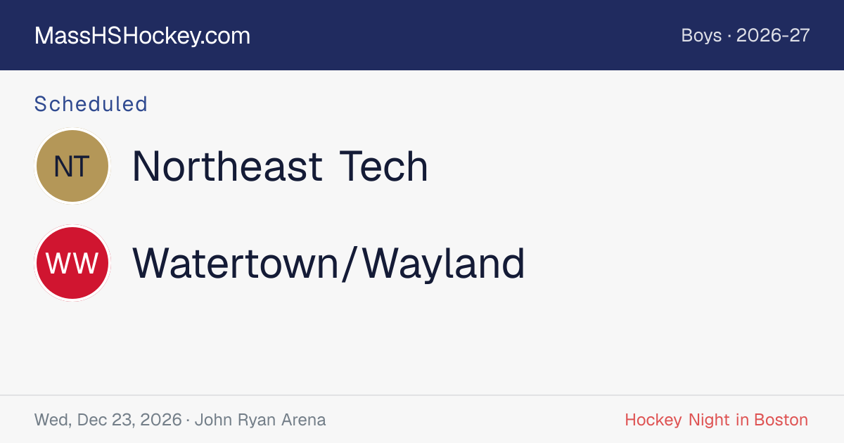 Northeast Tech at Watertown/Wayland score card