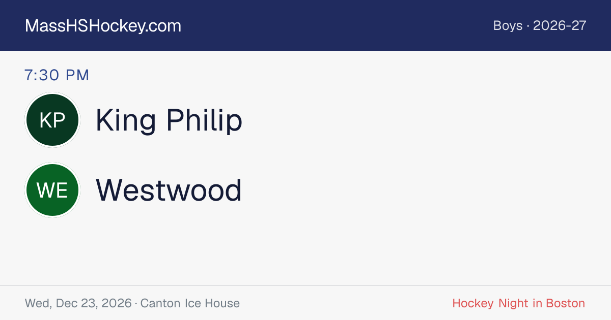 King Philip at Westwood score card