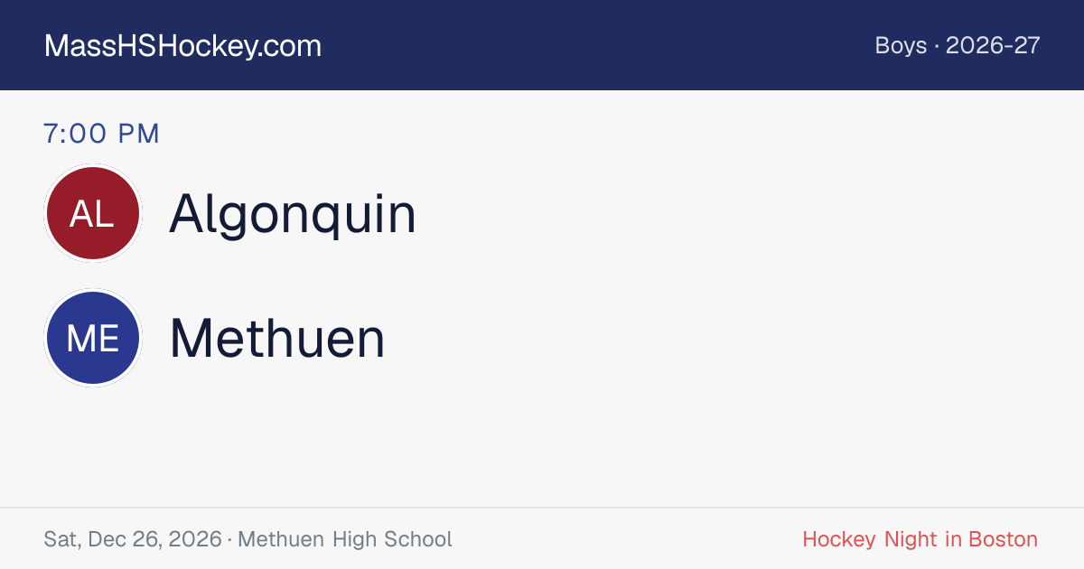 Algonquin at Methuen score card